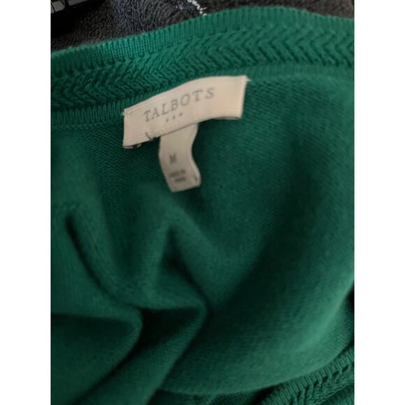 Talbots 100% cotton v neck tunic length sweater w buttons M Excellent‎ Green - Picture 4 of 6